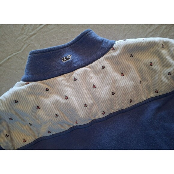 Vineyard Vines Blue Pullover 1/4 Zip Jacket Sweatshirt Sailboats, Women's XL - Picture 9 of 9